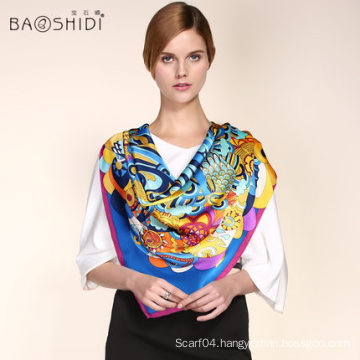 New design hot sale top quality logo print silk scarf